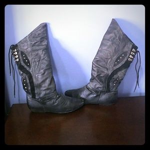 New Black Leather Boots